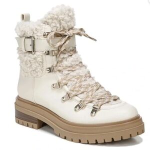 Sam Edelman Cream Winter Lace-Up Boots